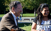 Irwin Cotler with Christie Community Bike Ride organizer Tanya De Mello.