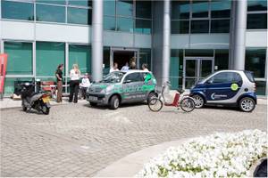 A sight that will be commonplace in 2050: Getting to the airport by bicycle, electric car or public transportation Photo credit: Manchester Airport