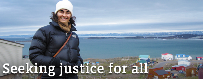 Chiara Fish standing in the town of Iqaluit, Nunavut