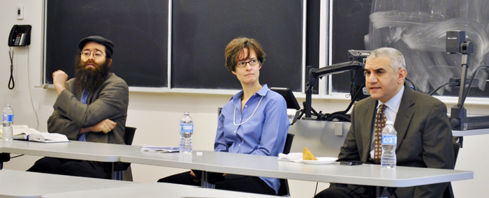 Panelists at the Faith and Law panel organized by the Jewish, Christian and Muslim Law Students Associations