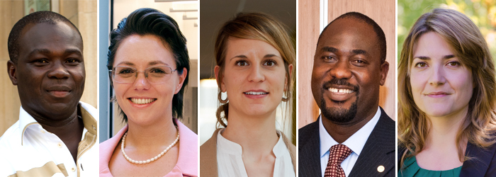 Meet some of the post-doctoral researchers at the Faculty: Armel Brice Adanhounme, Catherine Doldirina, Mélanie Mader, Yaw Nyampong, Caroline Cassagnabère