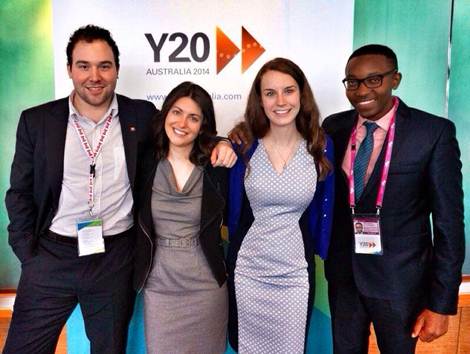 The Y20 Canadian delegation, with Moses Gashirabake at right