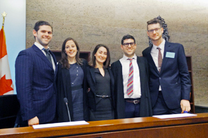 Stephen Albers, Emily Hutchison, Coach Francesca Taddeo, Max Zidel, and McLean Ayearst.