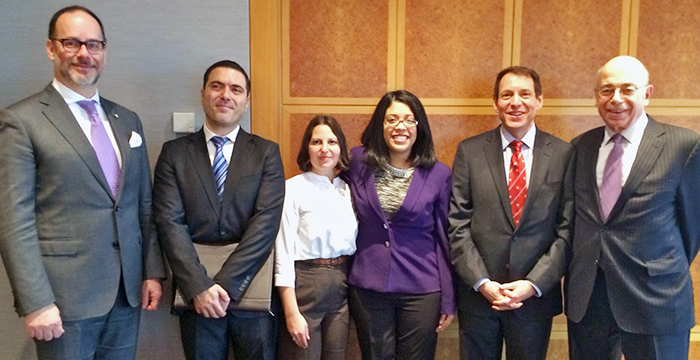 L to R: Dean Daniel Jutras, Bachir Abouchakra, Rachel Leya, Gabriella Utreras, Hillel Rosen and Robert Vineberg.