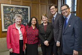 Mary Stikeman, Tanya de Mello, Principal Fortier, Dean Leckey, and Norman Steinberg