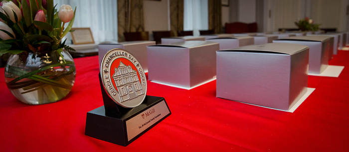 (Archive photo) Each member of the Chancellor Day Circle receives a medal as a sign of McGill Law's appreciation.