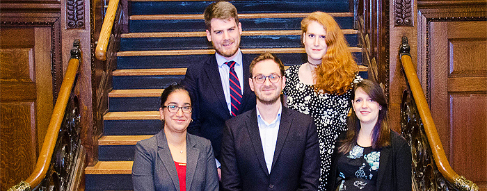 Left to right: Sajeda Hedaraly, Patrick Baud, David Matyas, Florence Ashley Paré, and Laura Cardenas